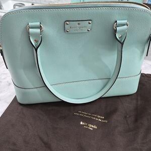 Kate Spade Satchel Bag Purse with Double Zipper 8" Drop - Aqua